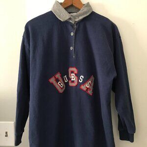 Vintage Guess USA Georges Marciano Wool Collar Long Sleeve Rugby Shirt Medium